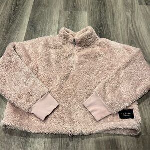 Calvin Klein Women’s 1/4 zip Pink Furry Pull Over Size L